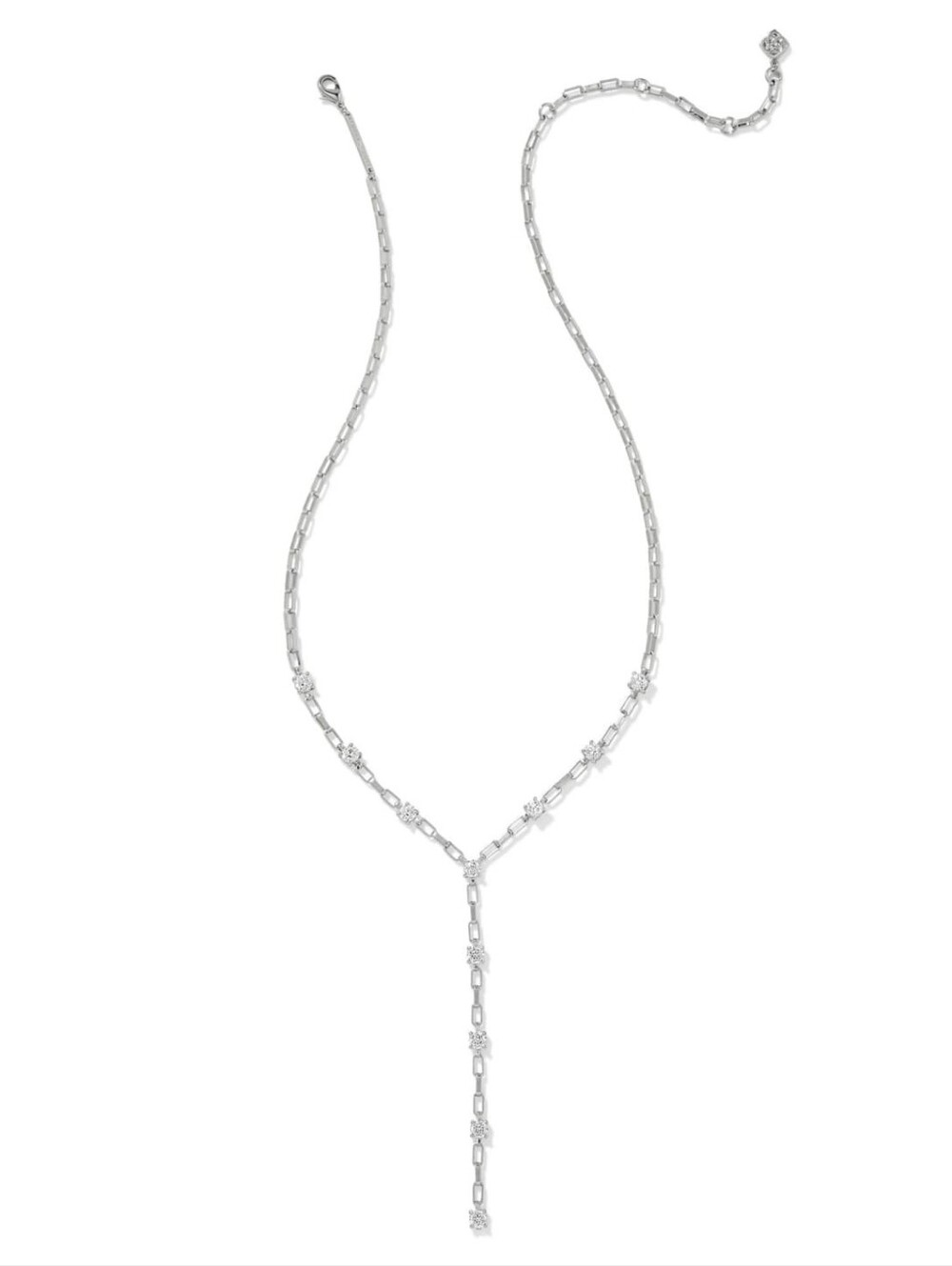 Kendra Scott Lexi Silver Drop Y-Dangle Necklace with Cubic Zirconia New